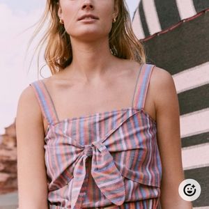 Madewell striped tie front cami with zippered side sz.6